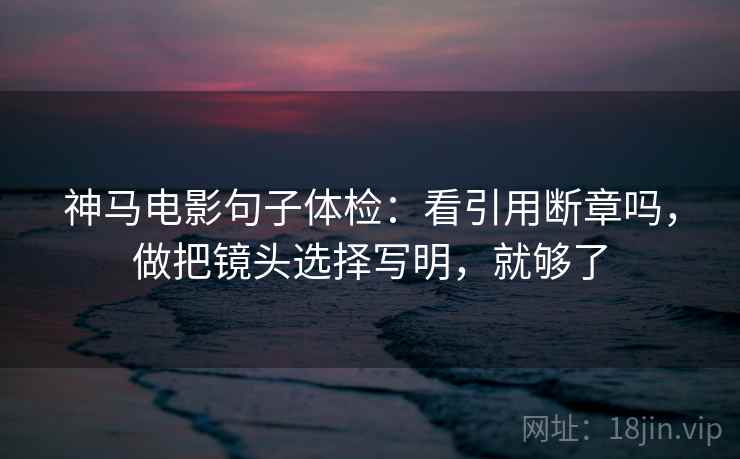 神马电影句子体检：看引用断章吗，做把镜头选择写明，就够了