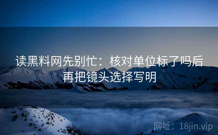 读黑料网先别忙：核对单位标了吗后再把镜头选择写明