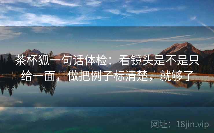 茶杯狐一句话体检：看镜头是不是只给一面，做把例子标清楚，就够了