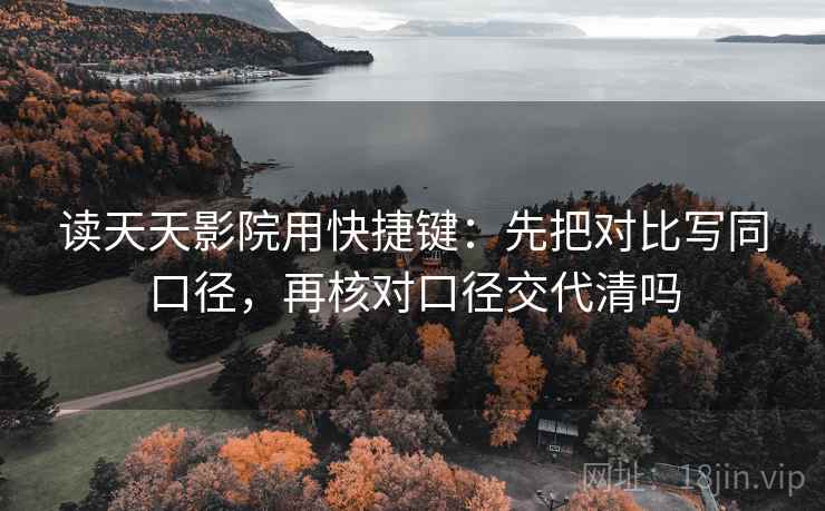 读天天影院用快捷键：先把对比写同口径，再核对口径交代清吗